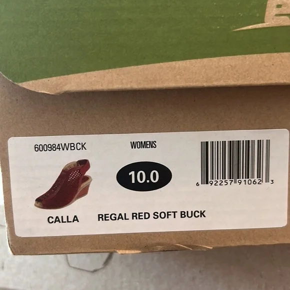 Earth Origins Calla Regal Red Soft Buck Sling Back Wedge Sandals - Picture 10 of 12